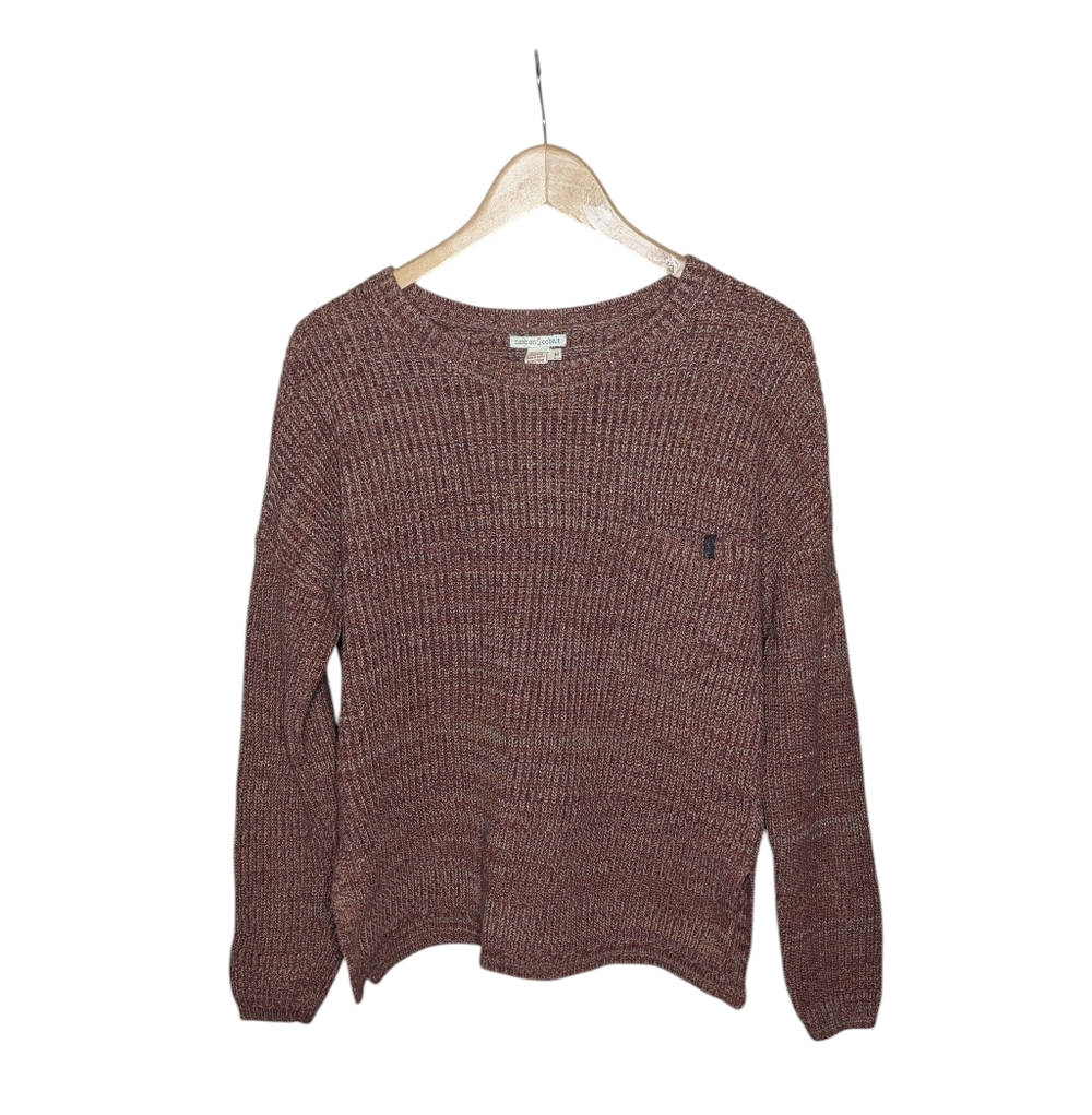 Carbon2Cobalt Knit Sweater Women’s Medium Brown 100% Cotton Pullover Crew Neck